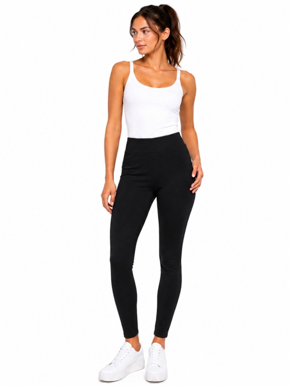 H&M Divided Black High Rise Skinny Pull On Pants Size M